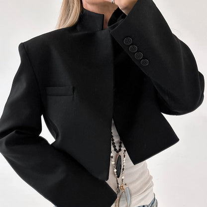 Mary – Veste de Costume Courte de Mode en Couleur Unie