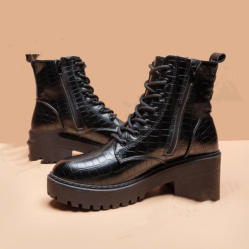 Amy – Bottes Martin à Talon Épais pour Femmes