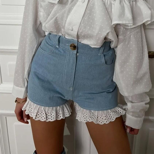 Andrea – Shorts Taille Haute en Dentelle