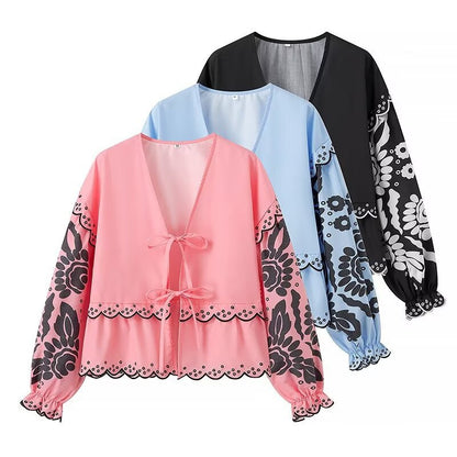 Andrea – Chemisier Vintage Évasé Brodé à Lacets
