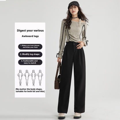 Heather – Pantalon Droit Décontracté en Laine Épais