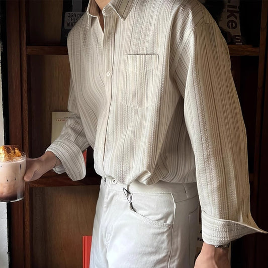 Gabriel – Chemise à Texture Automne Précoce à Rayures