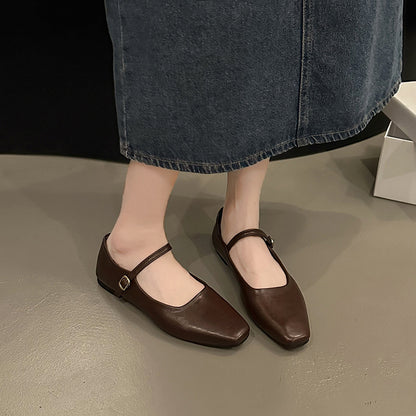 Ruth – Chaussures Mary Jane à Talon Plat Style Coréen en Cuir Végan