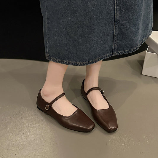 Ruth – Chaussures Mary Jane à Talon Plat Style Coréen en Cuir Végan