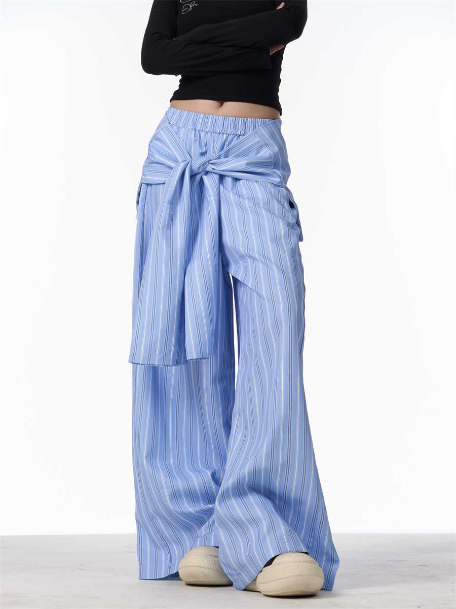 Clara – Pantalon Ample à Rayures Contrastées