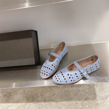 Lucy – Chaussures Plates à Bout Rond avec Boucle Découpée