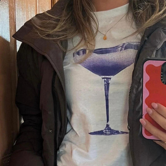 Louise – T-shirt en coton avec verre à cocktail