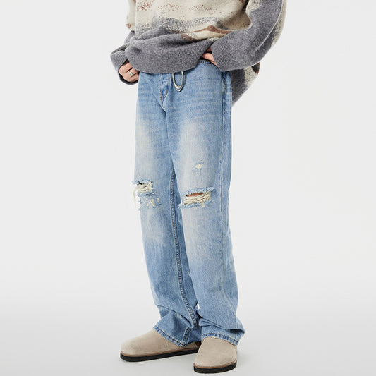 Bruce – Pantalon Large Déchiré de Haute Qualité