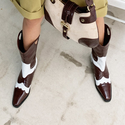 Karen – Bottes Hautes Fumée à Motif Lait