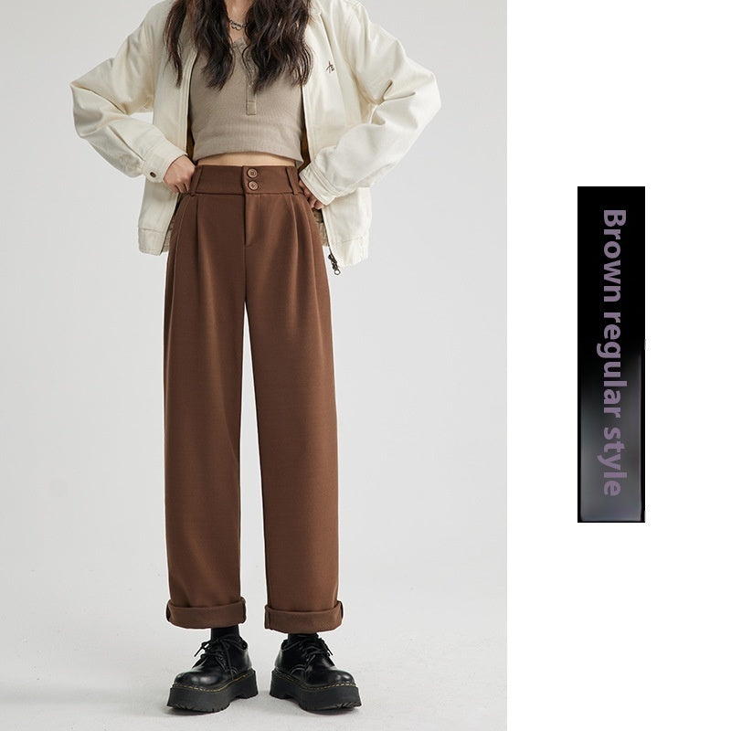 Heather – Pantalon Droit Décontracté en Laine Épais