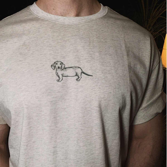 Anne – T-shirt Neutre Américain en Coton Gris Chiné avec Motif Animalier