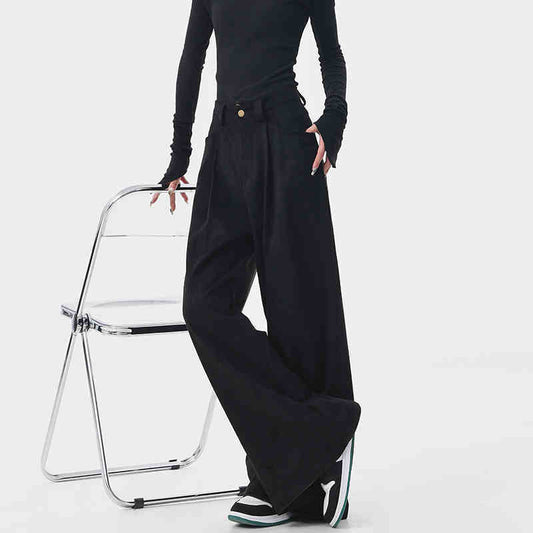Kathryn – Pantalon Évasé Rétro Épais Marron