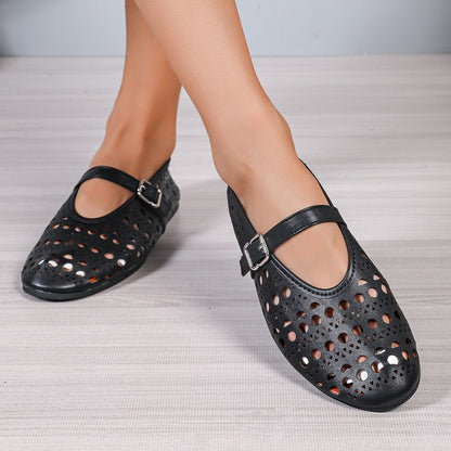 Lucy – Chaussures Plates à Bout Rond avec Boucle Découpée