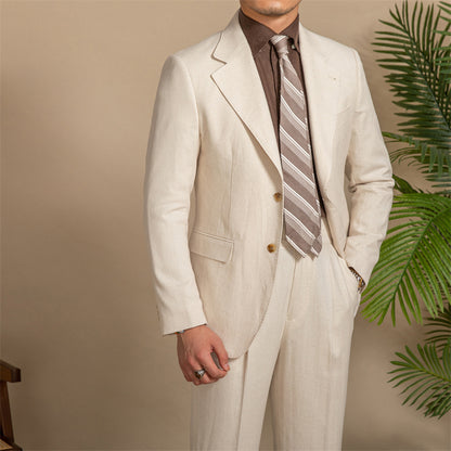 Leon – Costume Slim Fit Demi Doublure Texture Chanvre