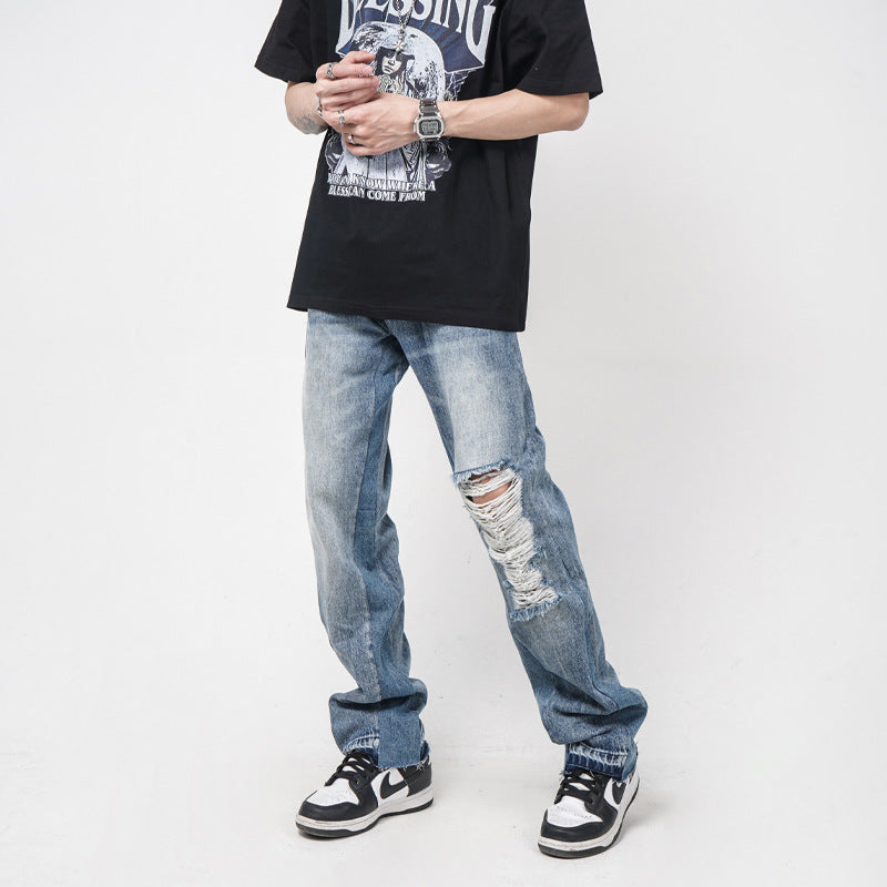 Geoff – Jeans Droits et Amples avec Trous