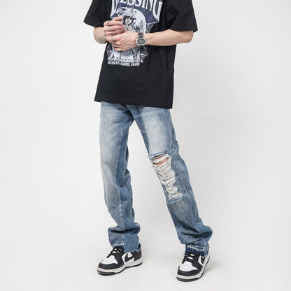 Geoff – Jeans Droits et Amples avec Trous