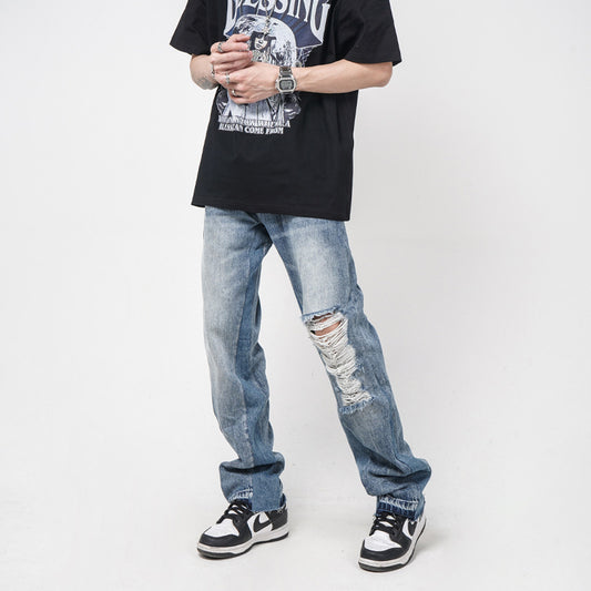 Geoff – Jeans Droits et Amples avec Trous