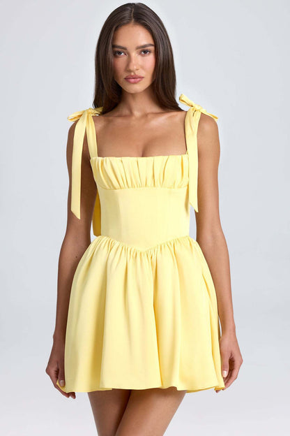 Natasha – Robe Courte à Bretelles Nouées Été Mode Évasée