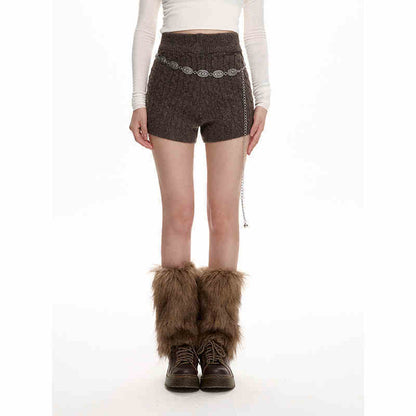 Lisa – Pantalon Court à Taille Haute et Jambe Large en Tricot