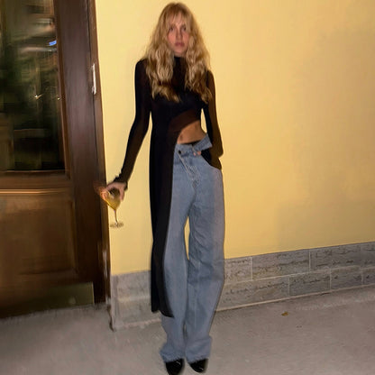 Megan – Pull Asymétrique à Col Roulé pour Femme