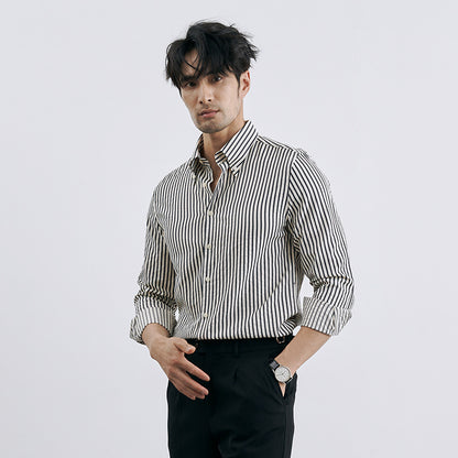 Gavin – Chemise tendance à rayures verticales en cuir vegan