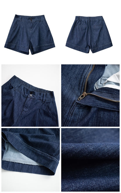 Susan – Shorts en Denim Taille Haute Évasés