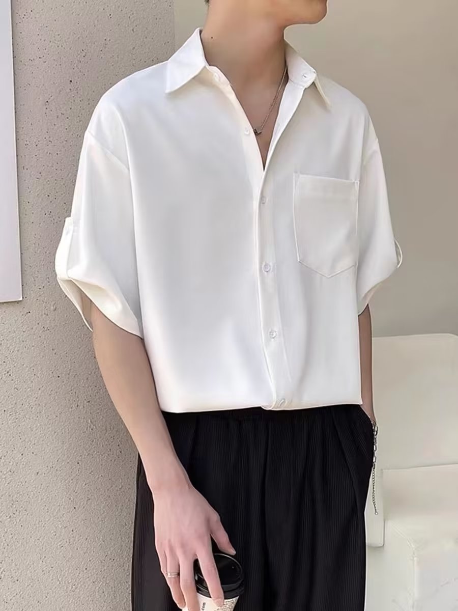 Max – Chemise à Manches Courtes en Soie de Glace d'Été