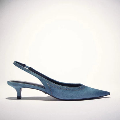Francesca – Talons hauts en denim bleu