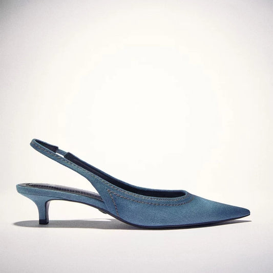 Francesca – Talons hauts en denim bleu