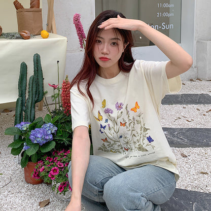 Janet – Haut en Coton Pur à Motif Fleur Imprimé