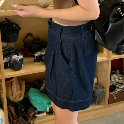 Susan – Shorts en Denim Taille Haute Évasés