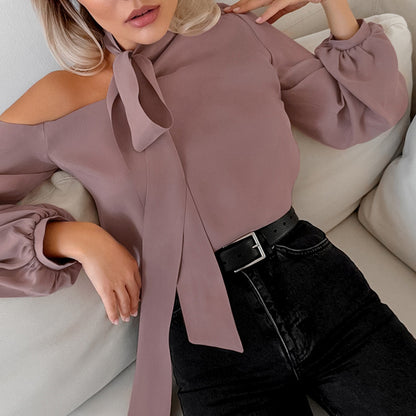 Ruby – Chemise Épaule Dénudée À Col Irrégulier