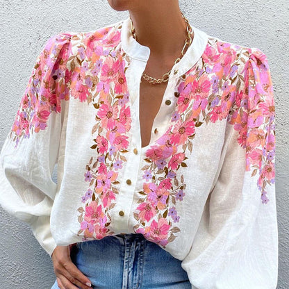 Jean – Chemise Ample à Manches Longues Imprimée