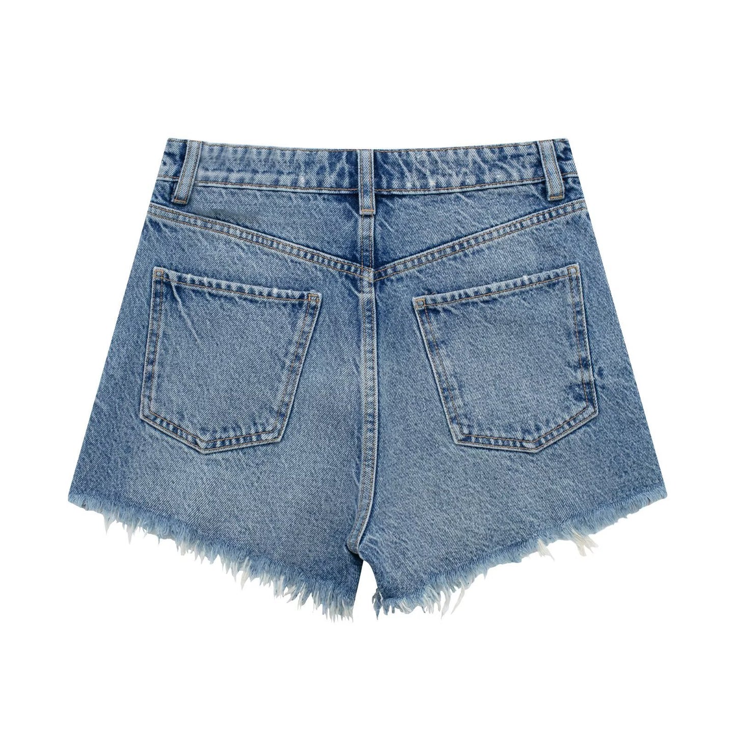 Dawn – Shorts en Denim Taille Haute Rétro Américain pour Femme