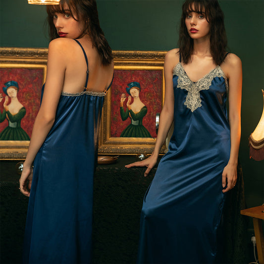 Joy – Chemise de Nuit Longue et Confortable en Satin à Bretelles