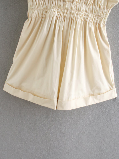 Kimberley – Combinaison Plissée avec Taille Élastique et Col en V