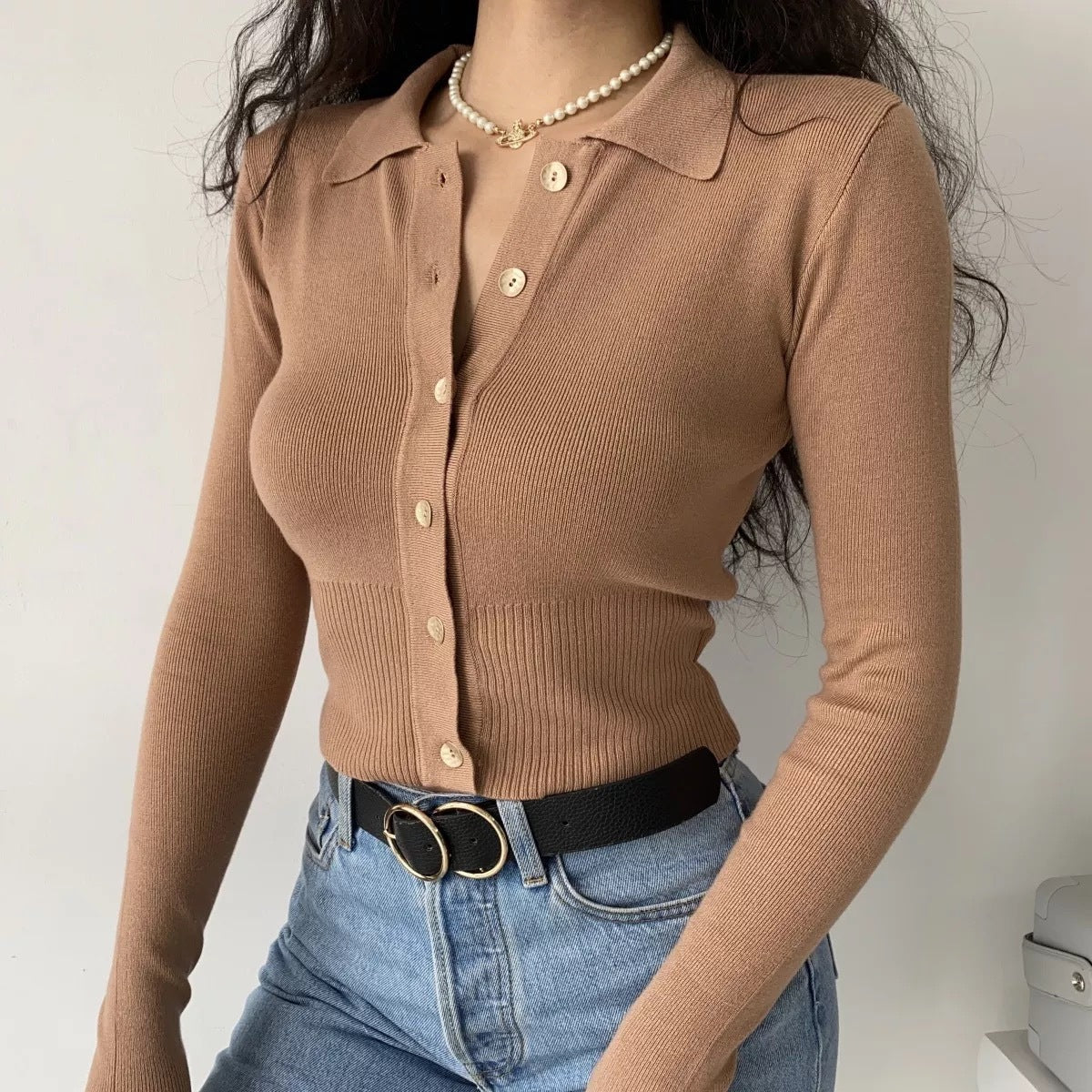 Giles – Pull à col polo slim rétro