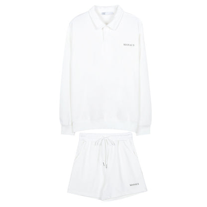 Barbara – Ensemble de Pull à Col Polo Blanc Rétro