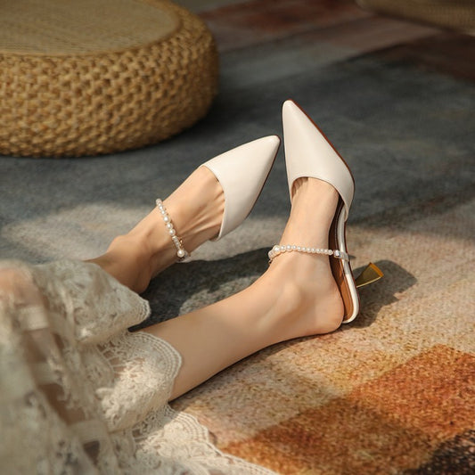 Audrey – Sandales à Talons Hauts avec Chaîne en Perles