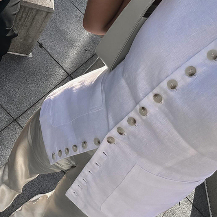 Donna – Veste à col rond sans manches avec boutons