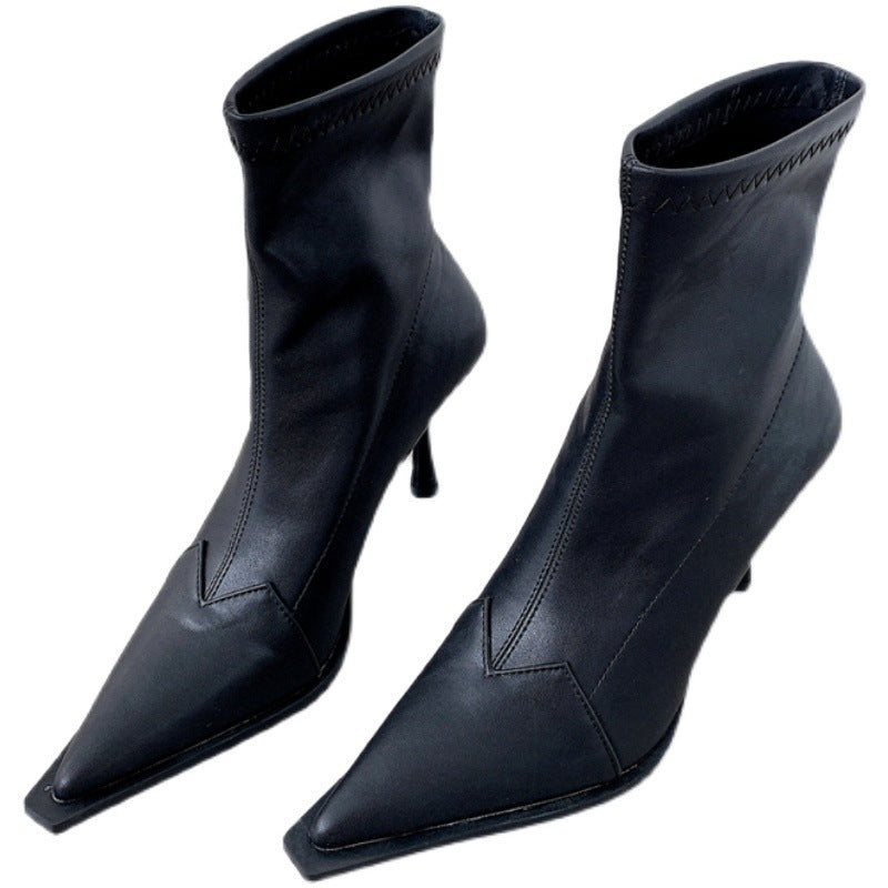 Jenny – Bottes à Talons Hauts Pointus en Cuir Vegan pour Femmes