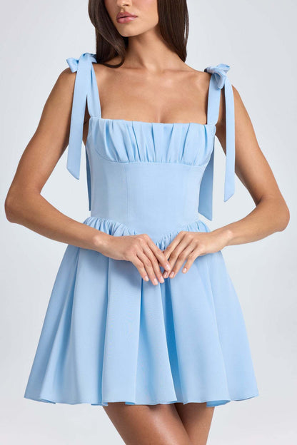 Natasha – Robe Courte à Bretelles Nouées Été Mode Évasée