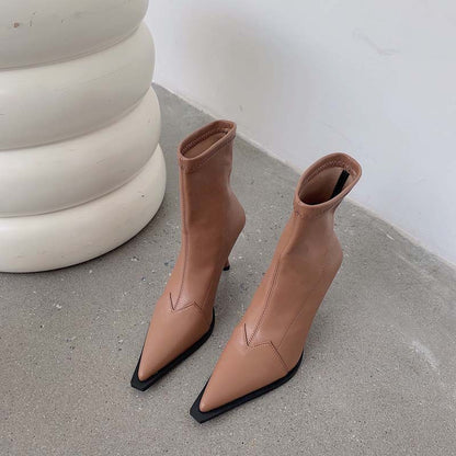 Jenny – Bottes à Talons Hauts Pointus en Cuir Vegan pour Femmes