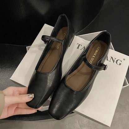 Ruth – Chaussures Mary Jane à Talon Plat Style Coréen en Cuir Végan