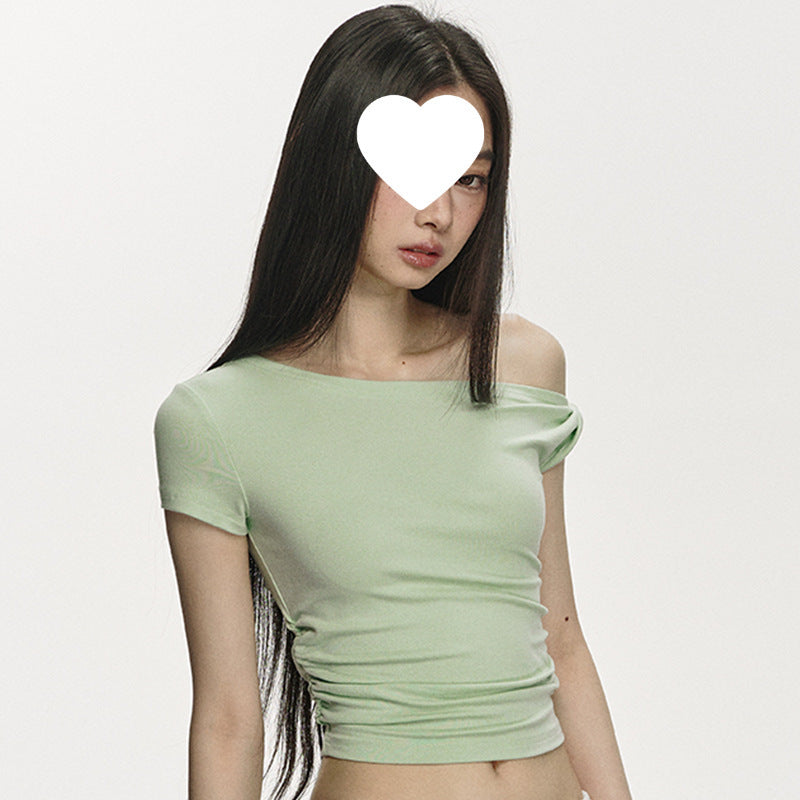 Anne – T-shirt court en coton à manches courtes, style épuré et ajusté