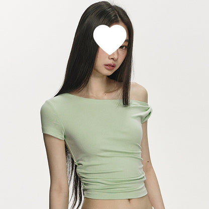 Anne – T-shirt court en coton à manches courtes, style épuré et ajusté