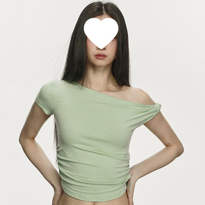 Anne – T-shirt court en coton à manches courtes, style épuré et ajusté
