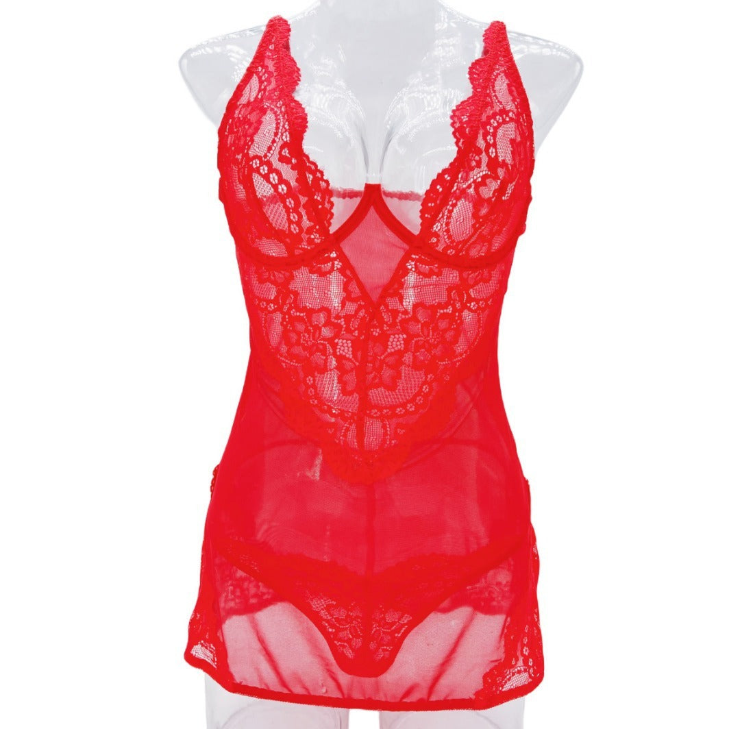 Heather – Pyjama en Dentelle Transparente à Bretelles