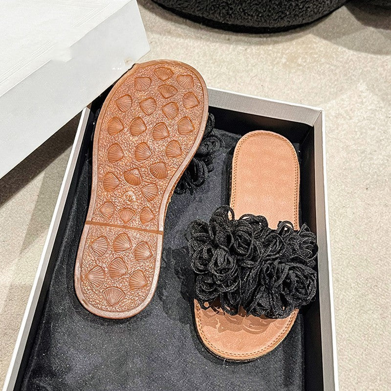 Marion – Chaussons plats extérieurs à semelles souples