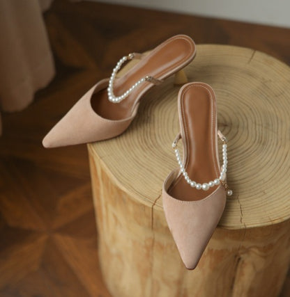 Audrey – Sandales à Talons Hauts avec Chaîne en Perles